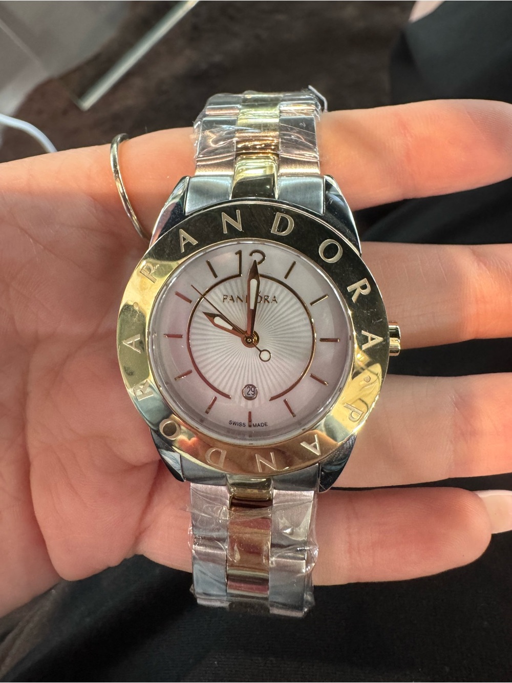Brand New Authentic Pandora Imagine Two-Tone Opal Face Swiss Made Watch